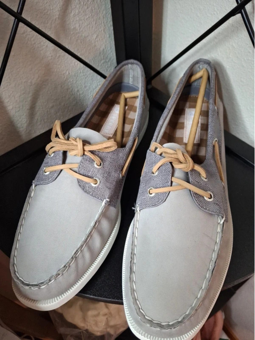 Sperry Grey and Metallic Silver Boat Shoes New Womens 12M